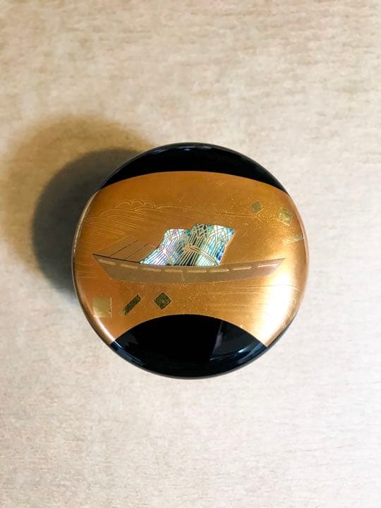 一后一兆作 蒔絵 棗 紫舟 共箱 共布